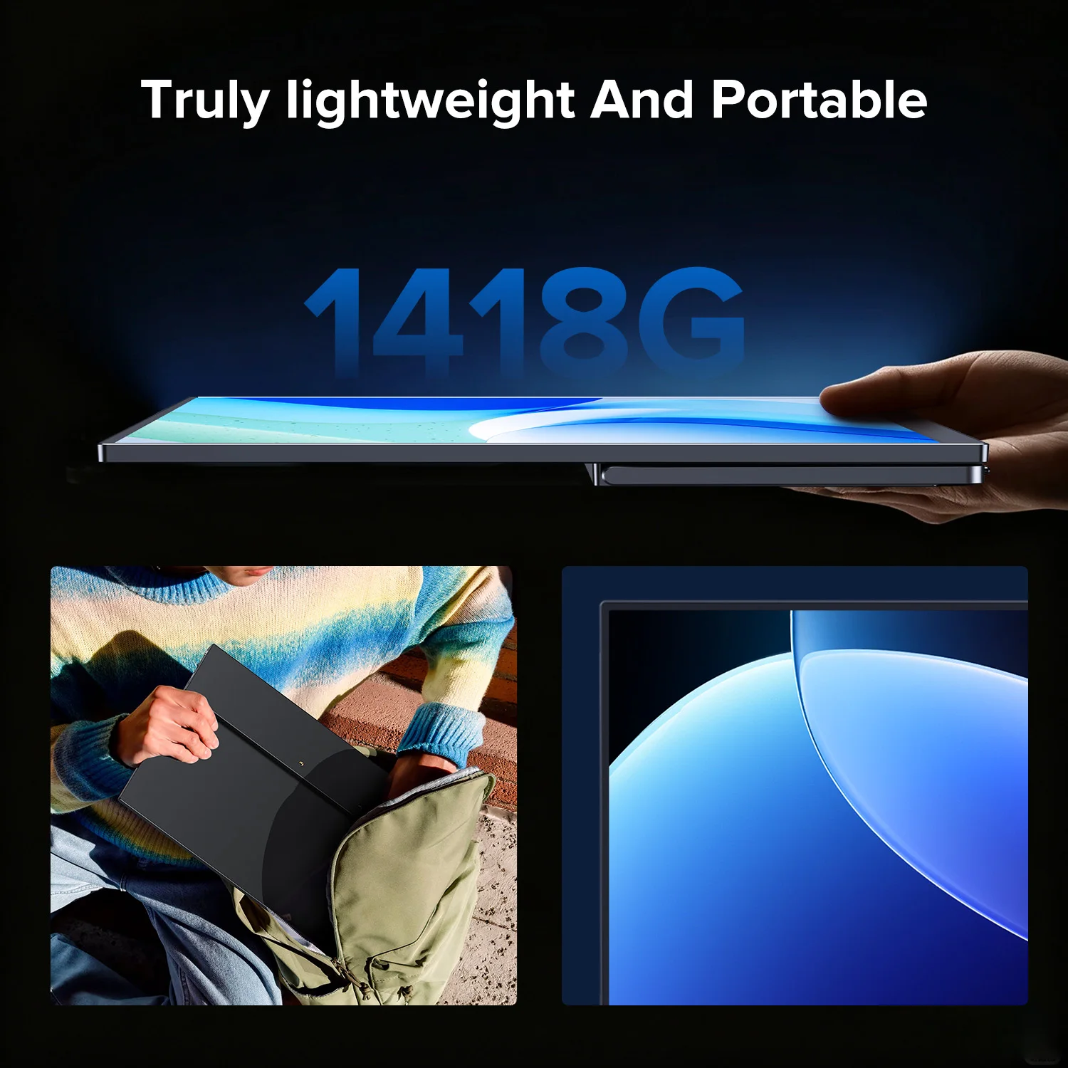 UPERFECT Portable Monitor 15.6" 1080P FHD USB-C HDMI Ultra-Slim Travel Monitor with Kickstand & Speakers IPS Gaming Display Screen for Laptop PC Mac Phone PS Xbox Switch - view 7