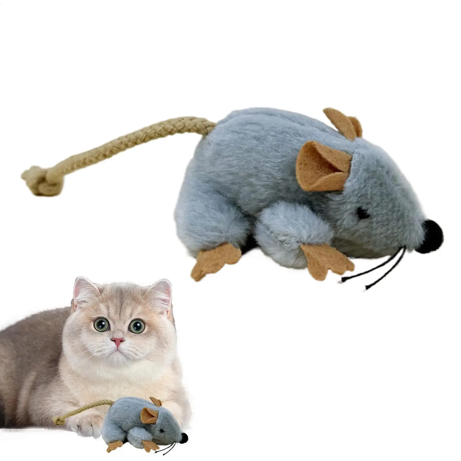 Katzenspielzeug Maus mit Eingebautem Sound Kompaktes Spielzeug Gefüllte Katzenspielzeuge für Tägliches Spielen Zuhause Drinnen Draußen Geburtstag Feiertag Haustier