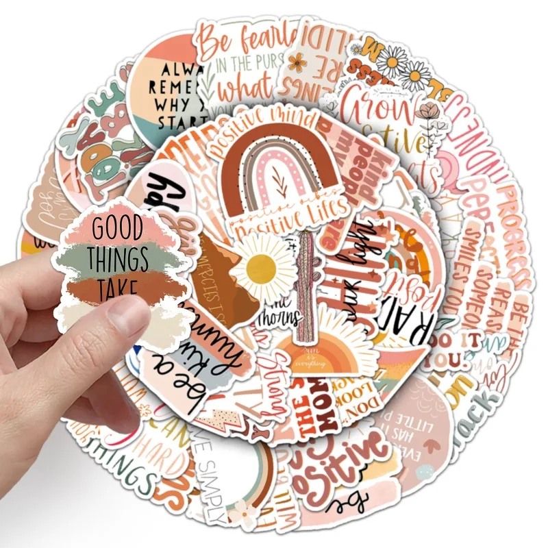 50pcs Cartoon Personality Inspirational English Creative Graffiti Decoration Stickers