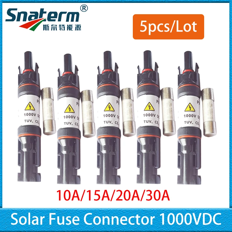 Newly Solar PV Fuse Connector Male Female Waterproof Panel Cable Blocking fuse Holder 1000VDC 10A/15A/20A/30A protection