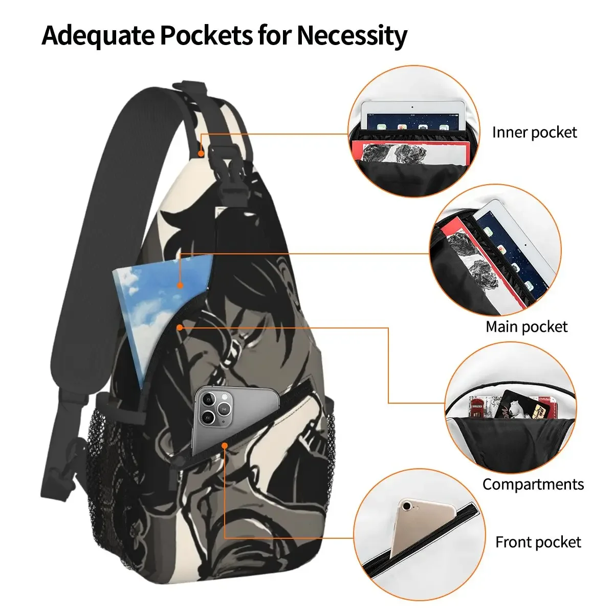 Ashley And Andrew The Coffin Of Andy And Leyley Chest Bag Men Sling Crossbody Backpack Chest Bag Hiking Daypack Shoulder Bag