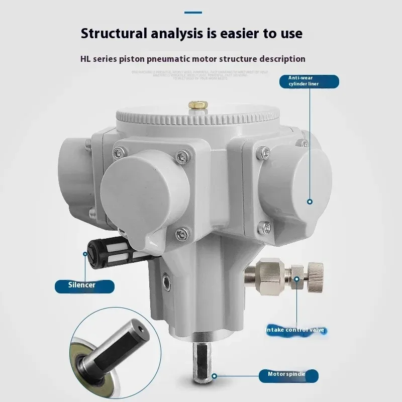 HL-010 Industrial High Torque Explosion-Proof Piston Air Motor Variable Speed Forward-Reverse Gearbox for Mixing/Conveying