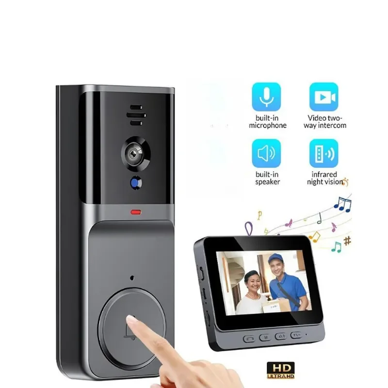 for Wireless Video Doorbell 4.3 Inch Display Screen Home Intelligent Two Way Intercom Video Surveillance Building Intercom