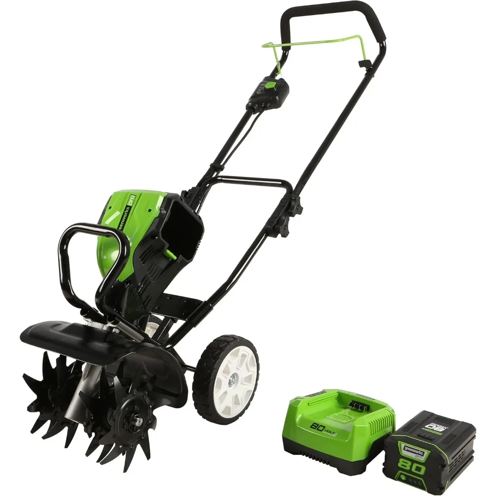 Pro 80V 10 inch Cultivator with 2Ah Battery and Charger, TL80L210, Black And Green