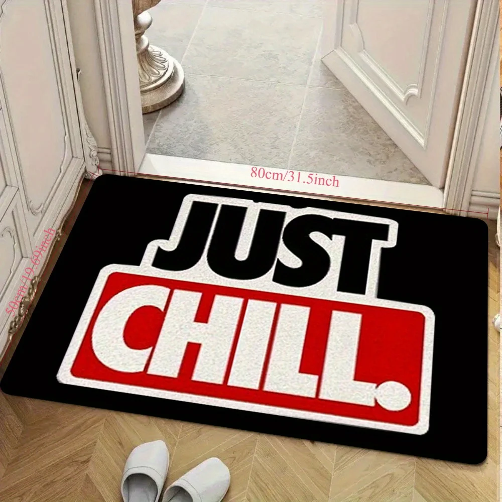 Just Chill Rug Flannel Soft Kids Carpet Typography Quote Bedroom Kitchen Floor Mat Anti Slip