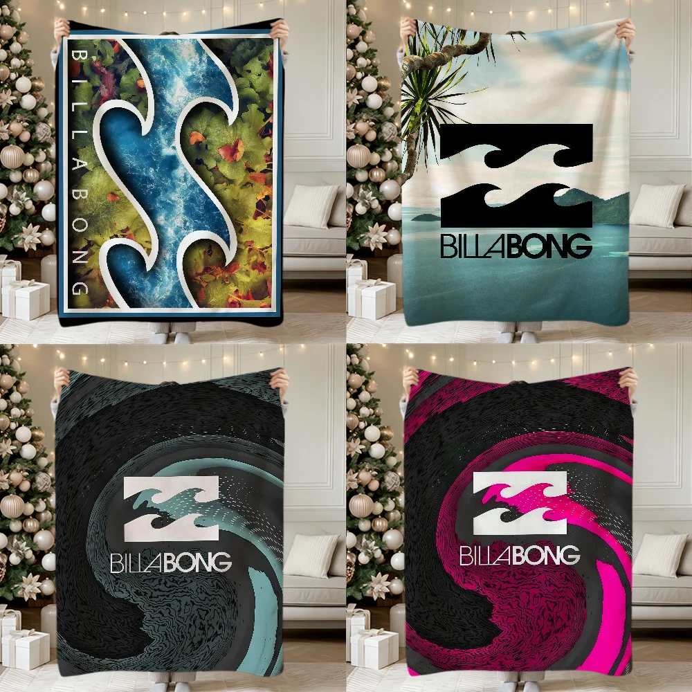 Vintage Fashion Surf Logo B-BillabongS Soft Warm Plush Blanket Dorm Sofa Living Room Pet Hogar Bedroom Gift Nap Home Flannel