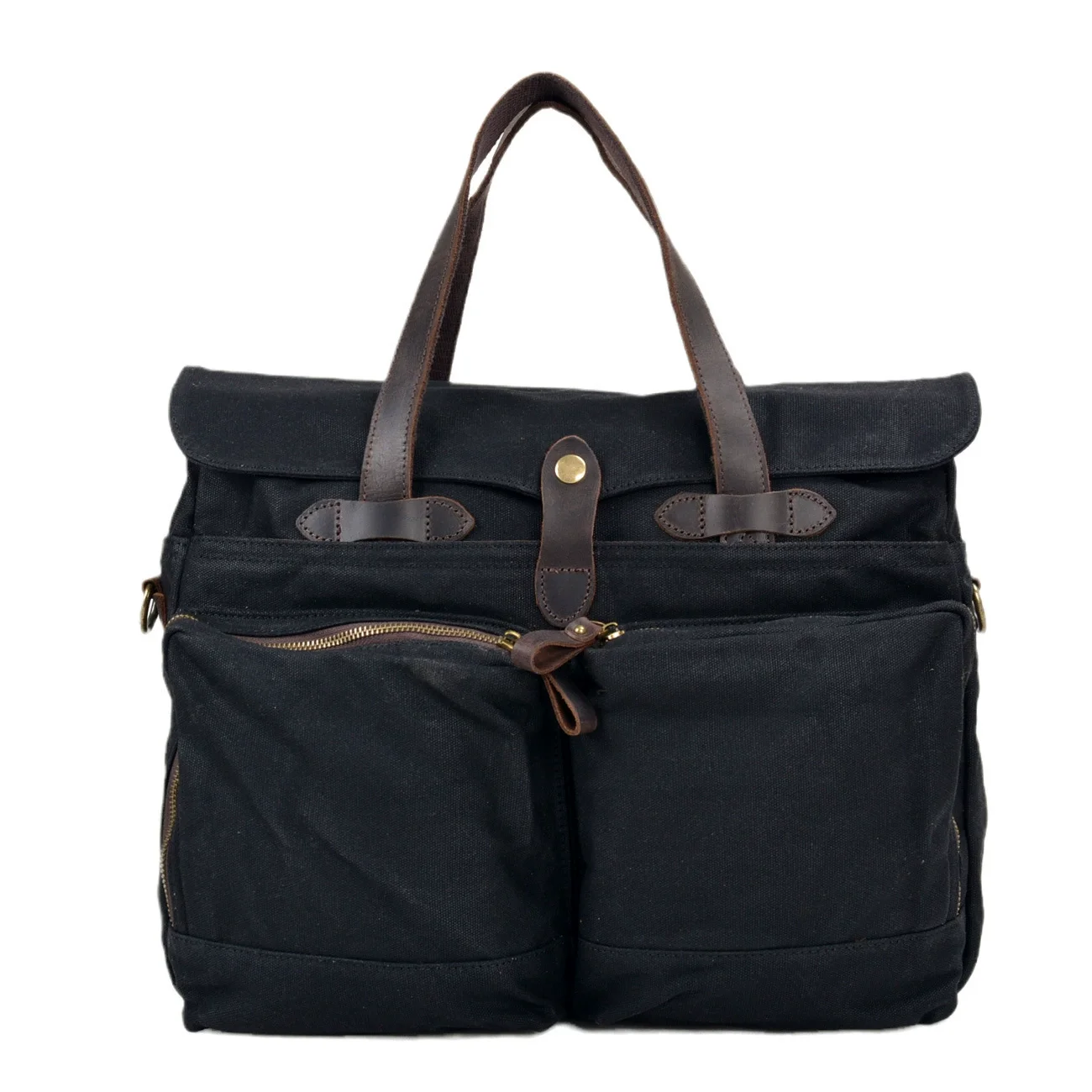 Vintage Soft-Waxed Canvas Men’s Business Briefcase, 15.6-inch Laptop Bag, Casual Handbag, Shoulder Bag or Crossbody Bag