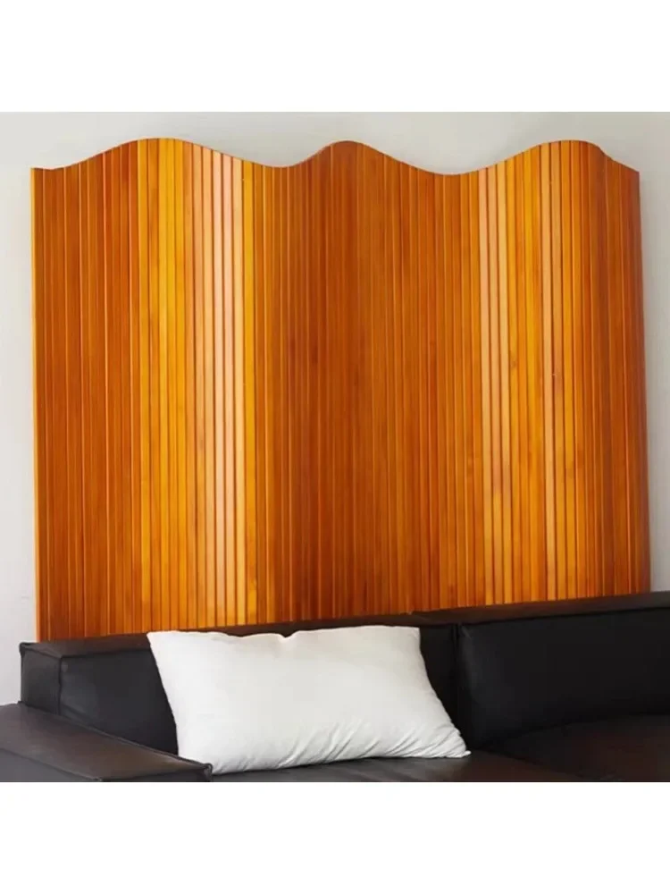 Light luxury retro screen, solid wood arc S-shaped privacy shading surface designer, photography soft screen