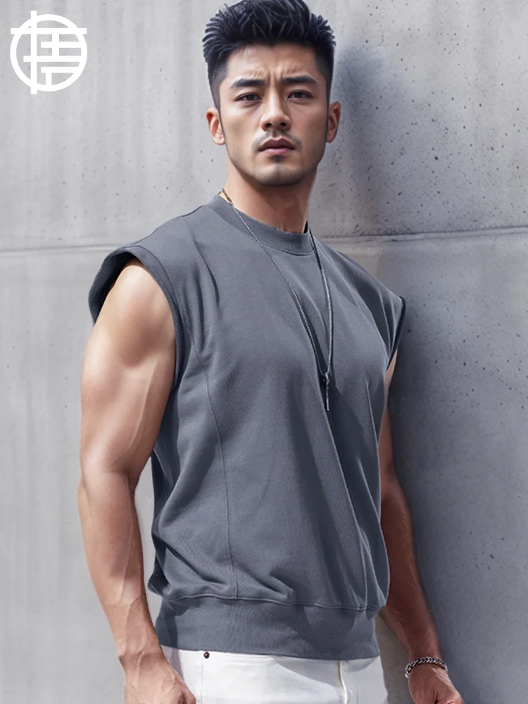 

Свободная мужская футболка Svel Basketball Training Running Fitn, летний тяжелый жилет с широкими плечами, повседневный хлопковый жилет