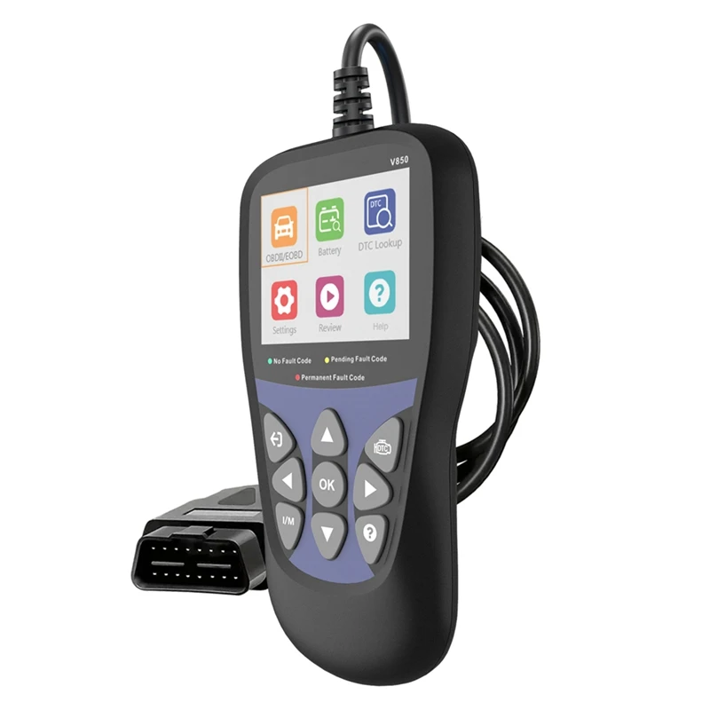 V850 Fault Code Reader Full OBD2 Function Auto Diagnostic Tool,Battery Monitor Multi-Languages