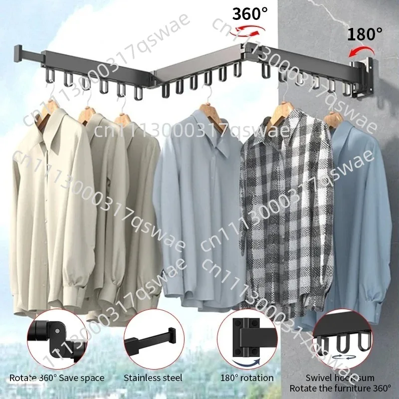 Foldable hanger Wall-mounted retractable fabric drying rack Household laundry clothesline