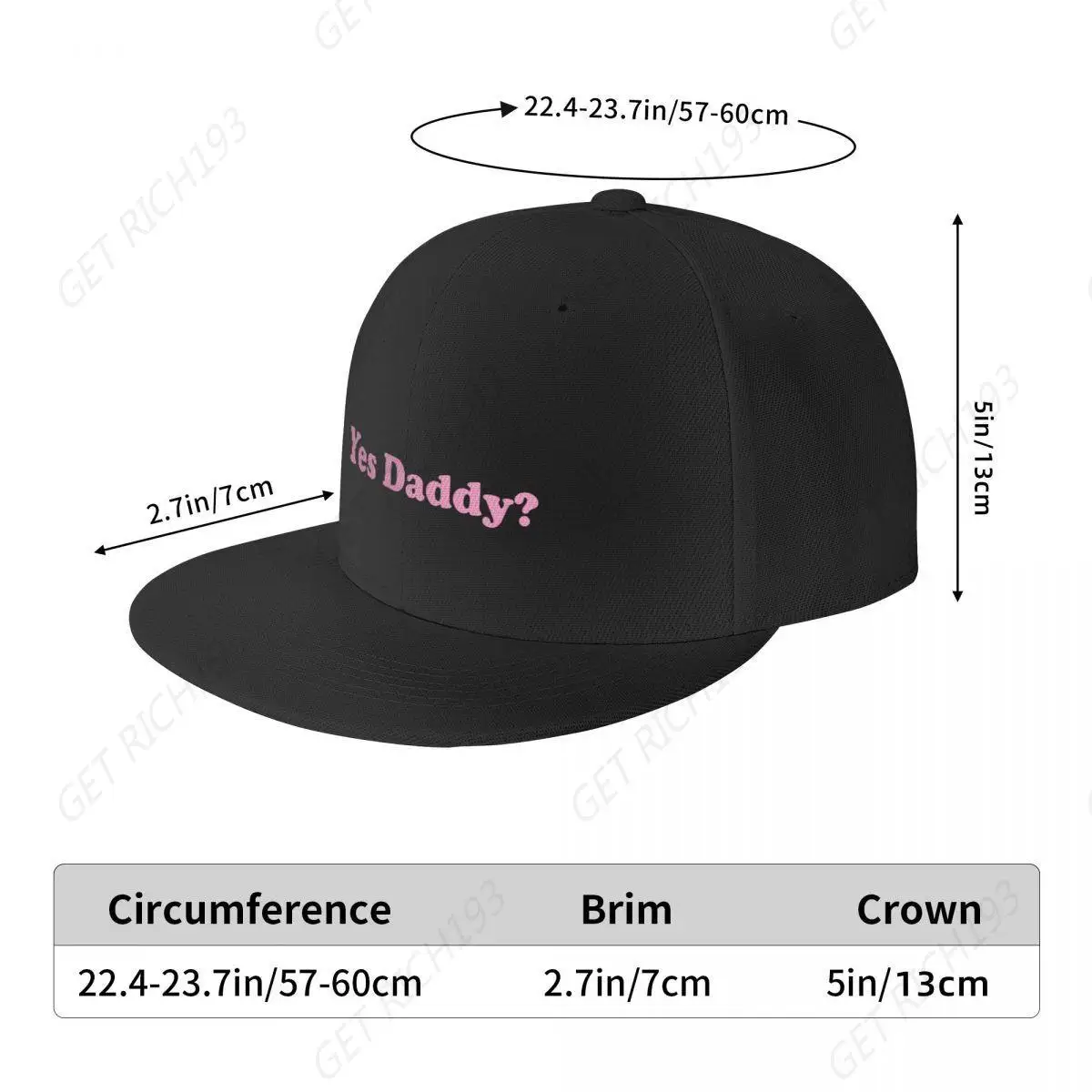 Yes Daddy Dad Flat Baseball Cap Sweet Man Hat Icon Tea Hats Rugby Baseball Cap For Men Women One Size