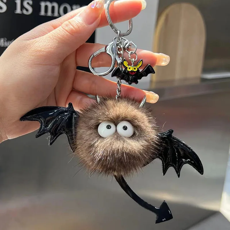 Kleiner Teufel Pack Anhänger Nerz Haar Schlüsselanhänger Anhänger süße Haarball Elf Plüsch Puppe Ornamente Sammlung Desktop Display Geschenk Spielzeug