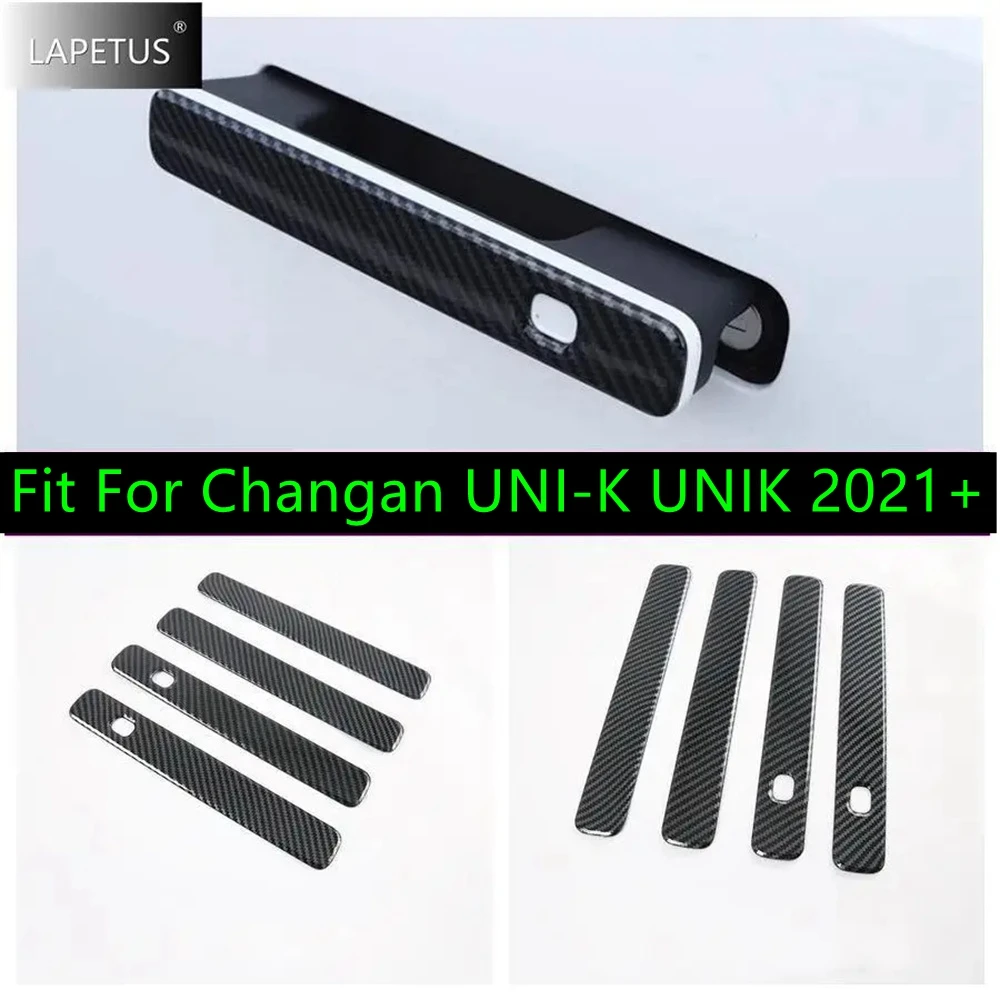 

Carbon Fiber Look Auto Outside Door Pull Doorknob Handle Bowl Decor Accessories Cover Trim For Changan UNI-K UNIK 2021 - 2024