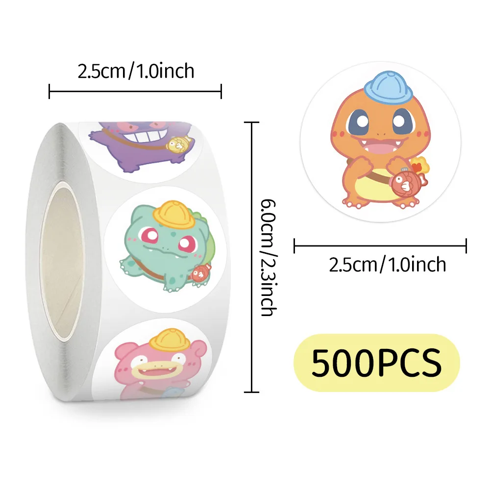 500pcs/Roll Cute Pokemon Pikachu Cartoon Anime Sealing Stickers Decoration DIY PVC Laptop Decals Graffiti Stiker Reward Gift Toy
