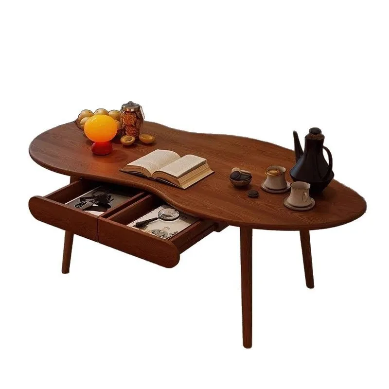 

All solid wood coffee table modern simple small apartment living room household medieval small tea table bedroom sitting on the