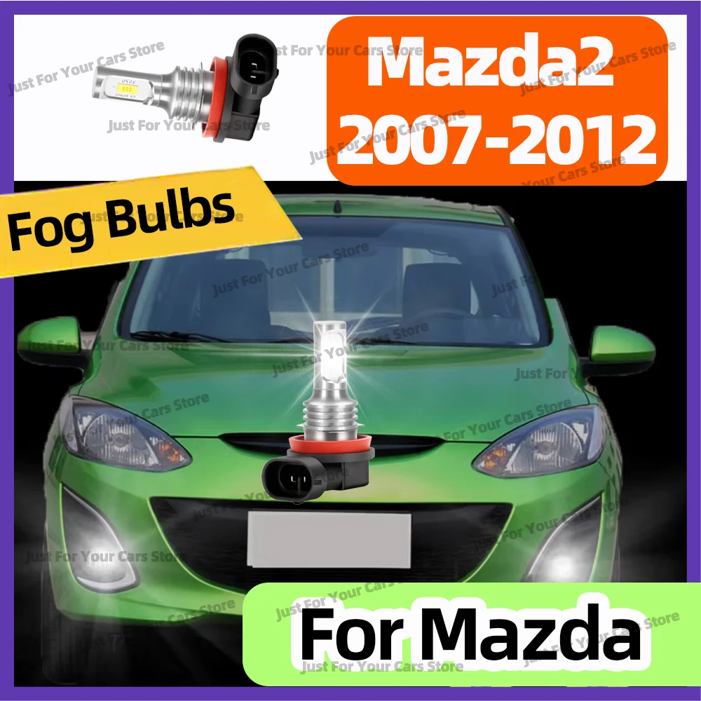

2 шт. светодиодные лампы 6000K белого света для передних противотуманных фар Mazda 2 Mazda2 2007-2012 2008 2009 2010 2011 2012, автомобильные аксессуары, 12В