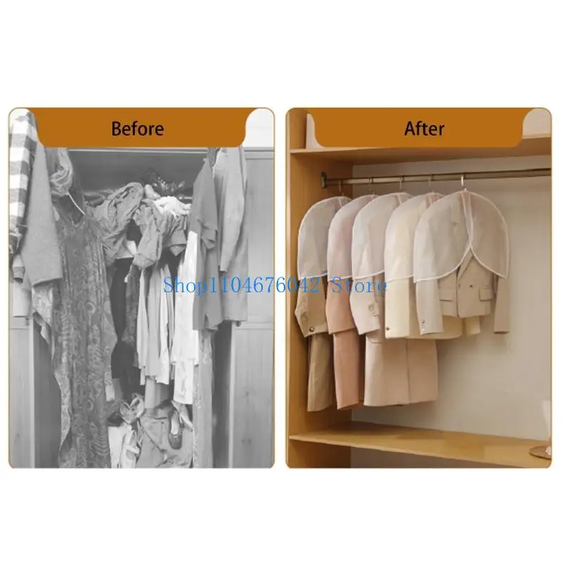 652F 5 Pieces Wardrobe Garment Cover Clear Dust Protective Shoulder Cover For Hanging Clothes Coat Suit Protectors