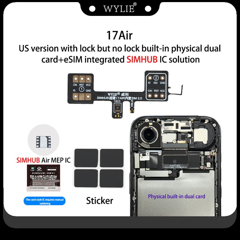 

Newest WYLIE 17Air US Version With Lock But No Lock Built-In Physical Dual Card+ESIM Integrated SIMHUB IC Solution