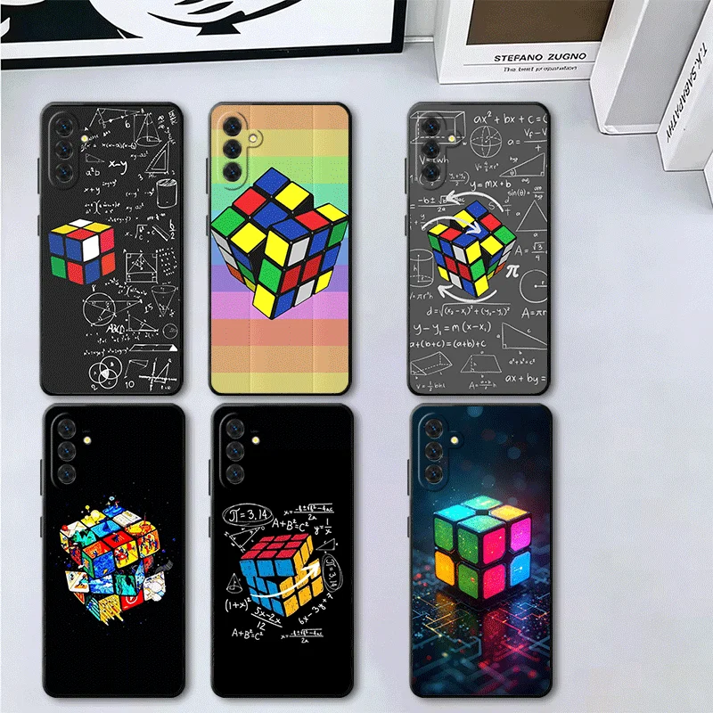 Мягкий чехол для телефона Samsung с дизайном «Кубик Рубика» и математическими мотивами для моделей A17, A37, A57, A16, A26, A36, A56, A15, A25, A35, A55, A14, A24, A34, A54, A13, A23
