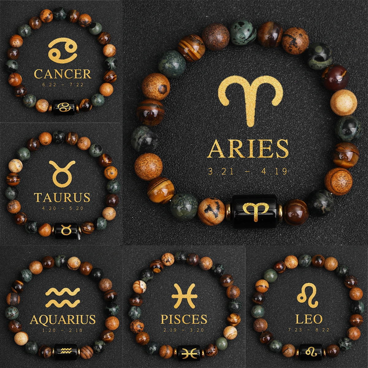 

12 Zodiac Sign Bracelet Homme Constellation Bracelet for Men Aries Virgo Leo Libra Charm Bangle Women Friendship Jewelry on Hand