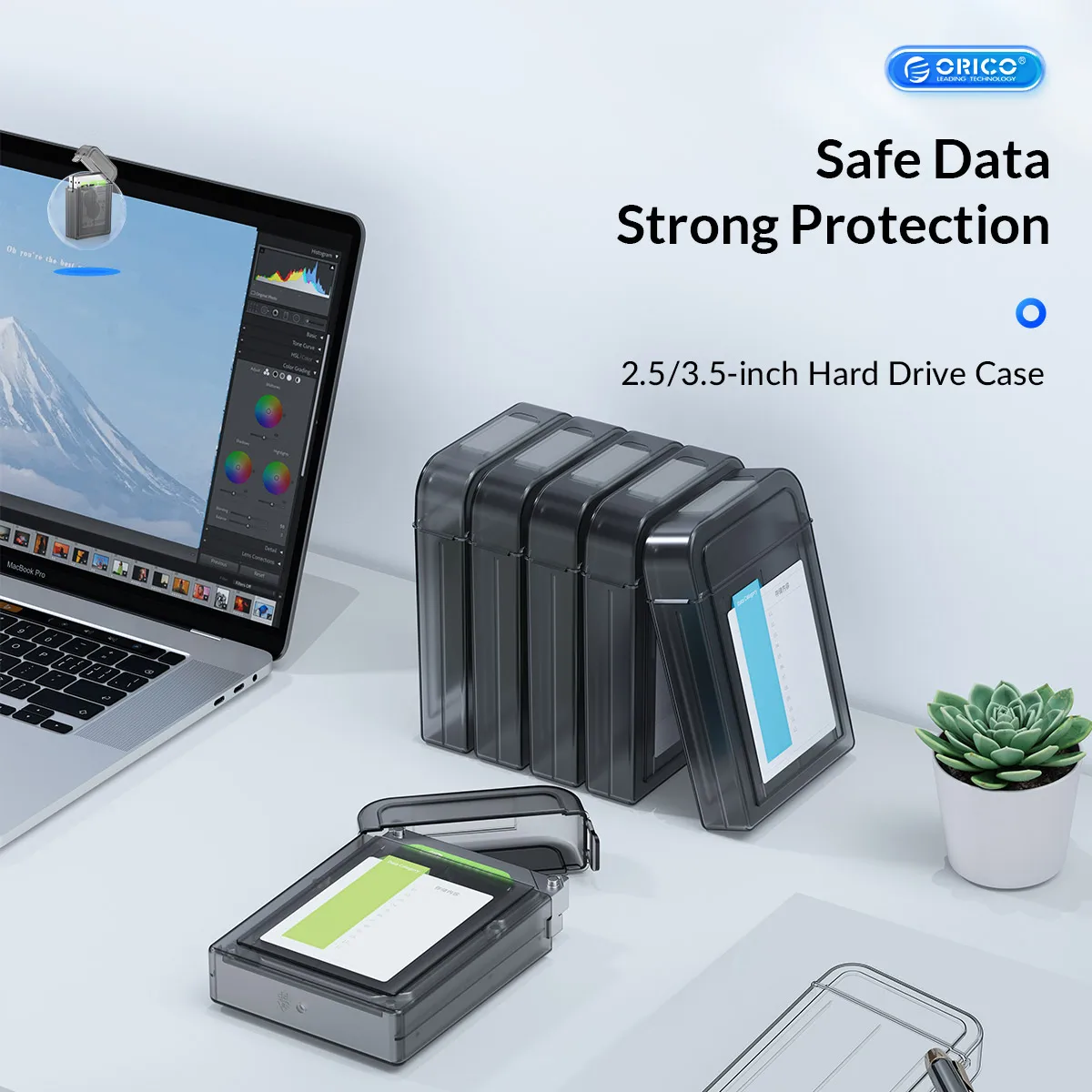 Orico 2.5 Polegada caixa de proteção de disco rígido à prova dwaterproof água caixa de armazenamento hdd para 2.5 "3.5'' anti-choque à prova de poeira antiestático com etiqueta