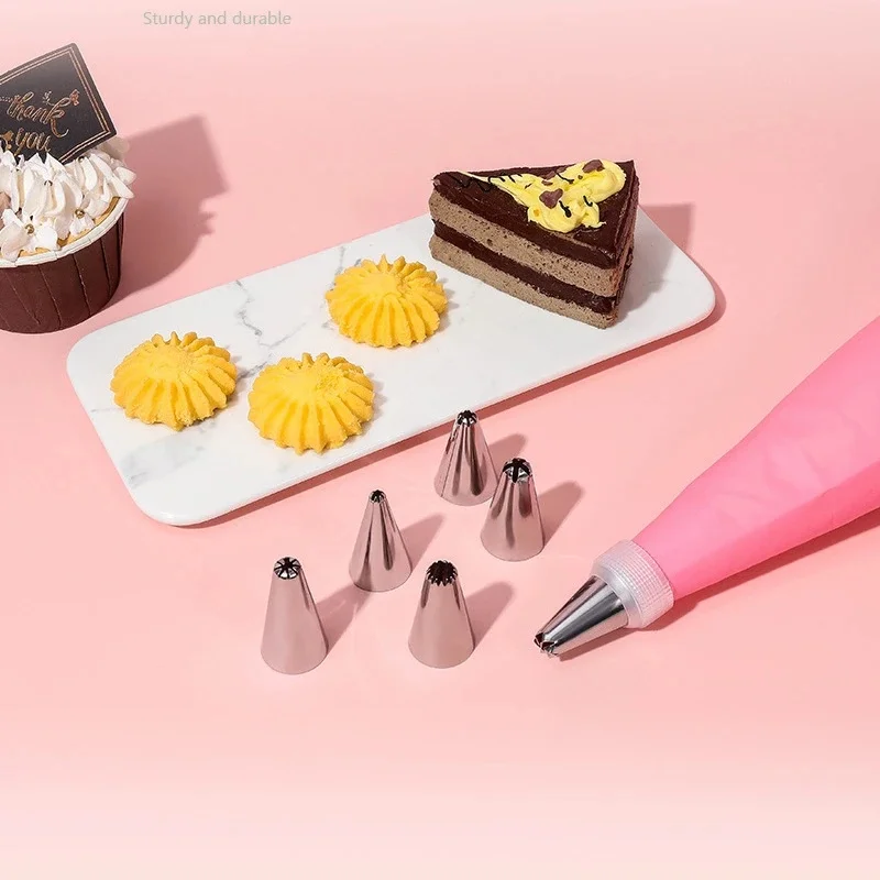 Cake Decorating Tool Set Silicone Pastry Bags DIY Cake Icing Piping Stainless Nozzle Reusable Cream Decorating Mouth Baking Tool