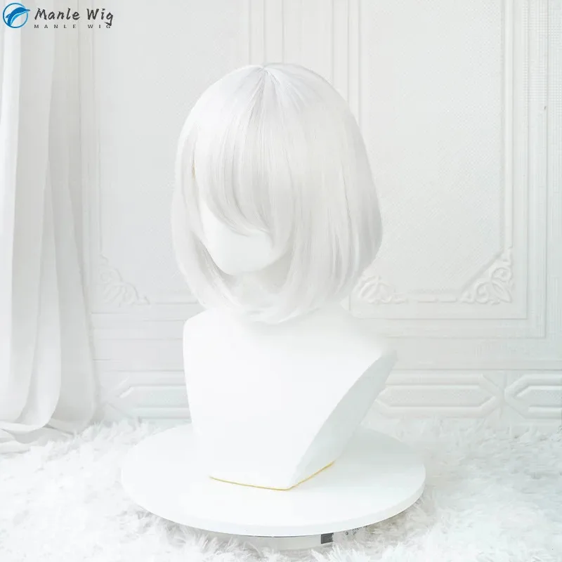 qq681Game 2B YoRHa No. 2 Type B Cosplay 33cm Short Whirt BoBo Heat Resistant Halloween Wigs + Free Wig Cap