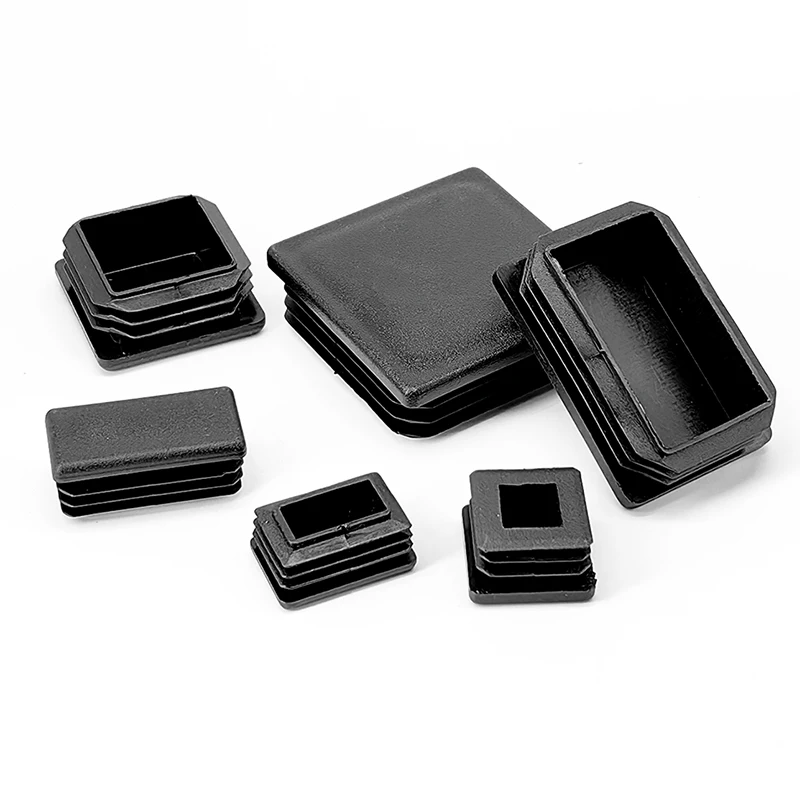จุกปิดปลายท่อพลาสติก PP รูปทรงสี่เหลี่ยม ขนาด 15x15-100x200 มม. สำหรับท่อเหล็ก ท่อสแตนเลส ปิดปลายขาเฟอร์นิเจอร์ ป้องกันการลื่น