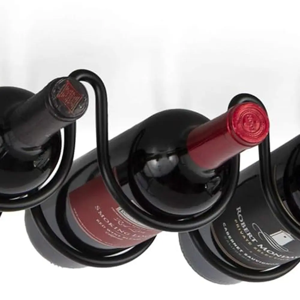 

Kitchen Cabinet Wine Organizer, Holds 5 Bottles, Black Metal Storage Rack