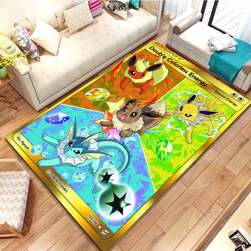 Pokemon Card Series Anime Poster tappeto per grandi aree tappeti 3D casa per soggiorno camera da letto per bambini divano zerbino Decor tappetino per bambini