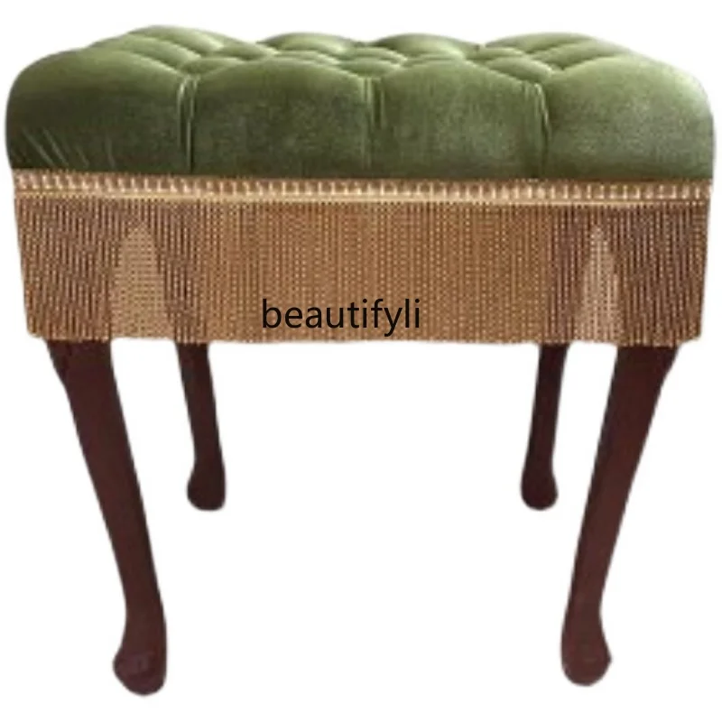 American Super Beautiful Vintage Tassel Dressing Stool Piano Art Adult Flannel Stool Living Room Nordic Furniture