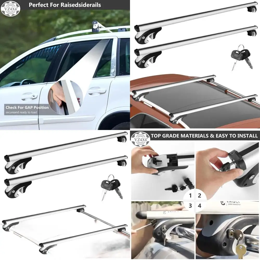 

Универсальные поперечины багажника на крышу автомобиля 53 — вместимость 198 фунтов, подходят для внедорожников и седанов с приподнятыми направляющими