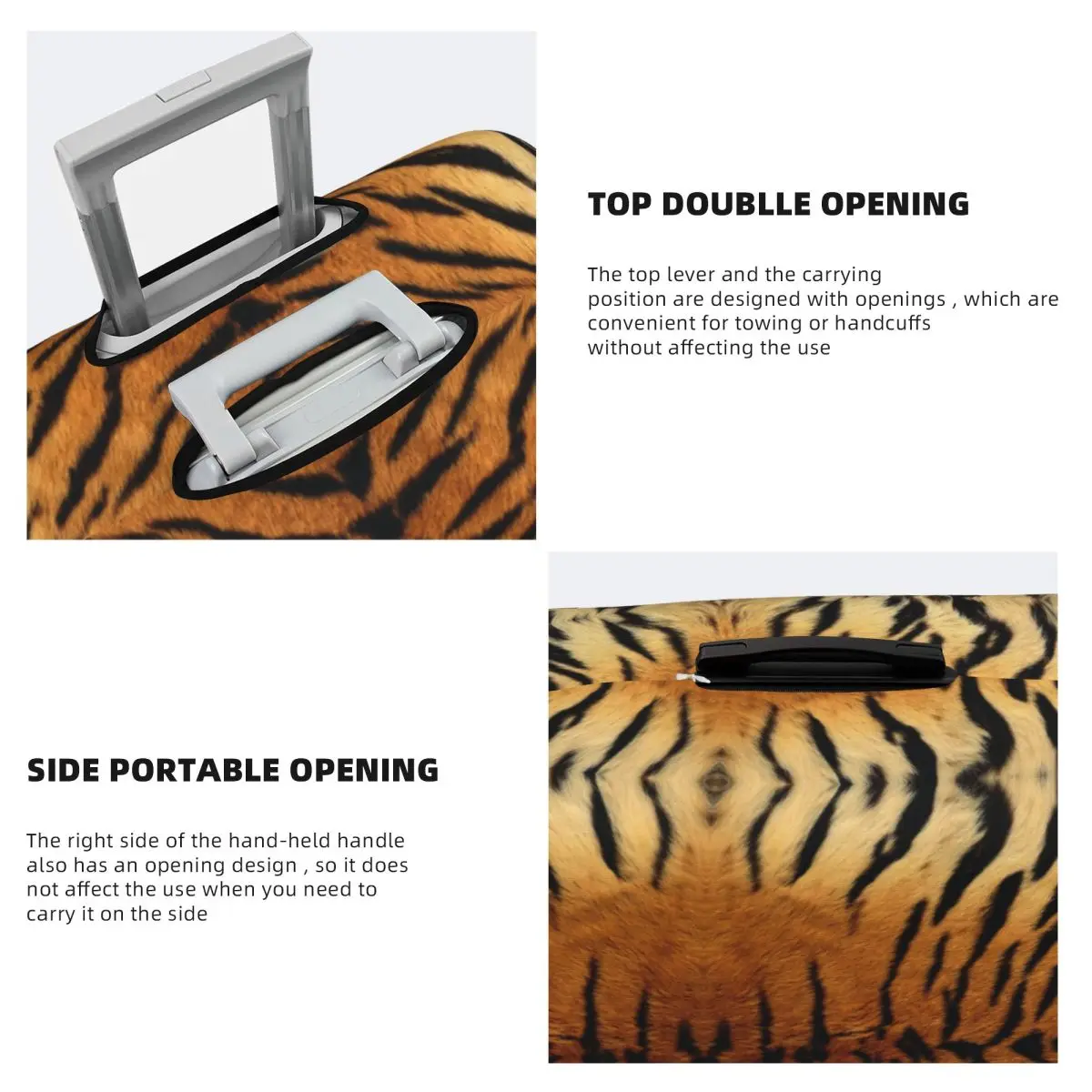 Custom Siberian Tiger Leopard Fur Texture Pattern Suitcase Cover Dust Proof Wild Animal Luggage Covers Protector for 18-32 inch