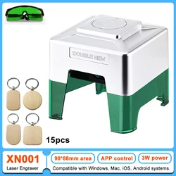 XN001 Wireless Laser Engraver Cutter Tools For Carving Beech Wood Tag Plastic Glass, 3W CNC Woodworking Machine DIY Logo Printer