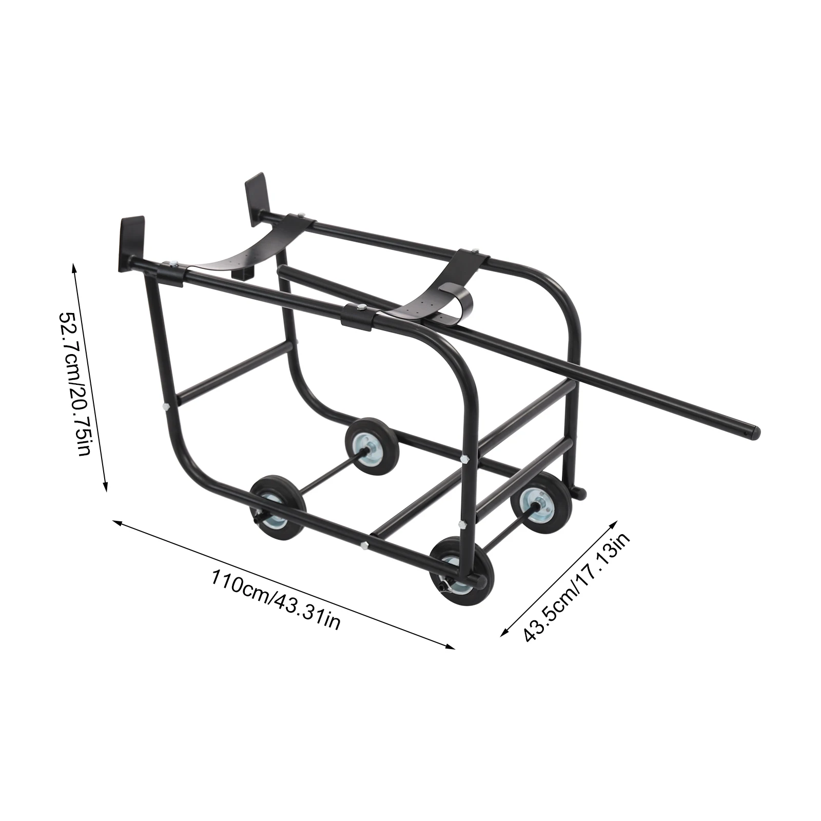 مهد طبل أسود 43.3*17.12*20.75 بوصة 272.15 كجم/600 رطل مع عجلات، مهد طبل 55 جالون، مهد طبل متحرك، حامل طبل #1