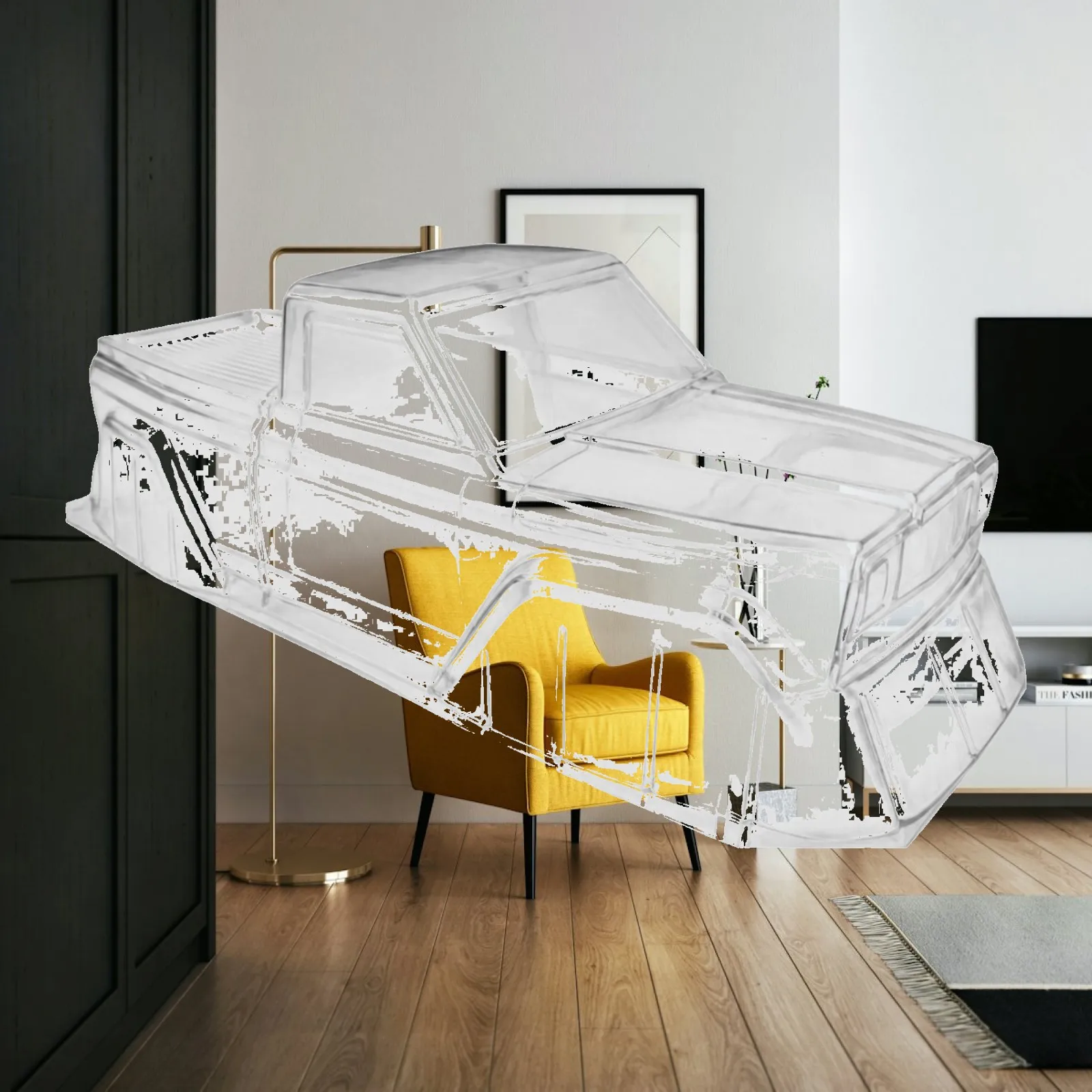 1/10 Scale Polycarbonate Pickup Body Shell Impact-Resistant 1/10 RC Pickup Truck Body Shell Transparent PC Plastic