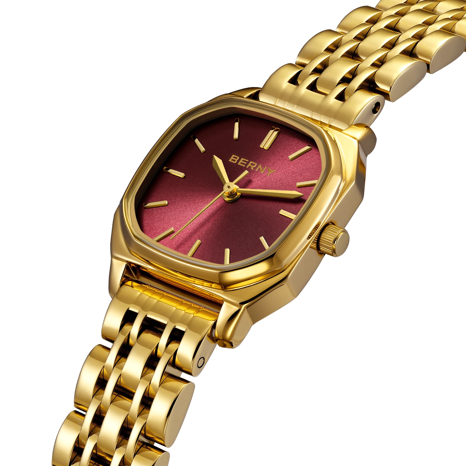 BERNY Square Gold Watch for Women Irregular Quartz Women's Watches Stainless Steel Ladies 3ATM Waterproof Gift Ladies Wristwatch