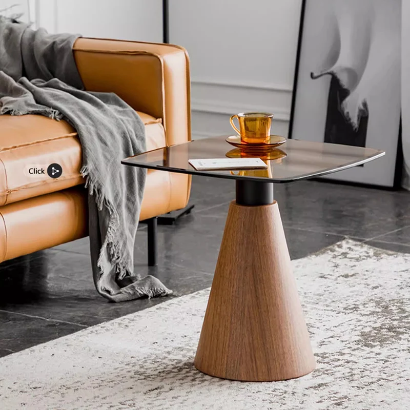m ​​Nordic Designer Square Glass Coffee Table Retro Cafe Tables Modern Living Room Wooden Coffee Furniture  ​​ m