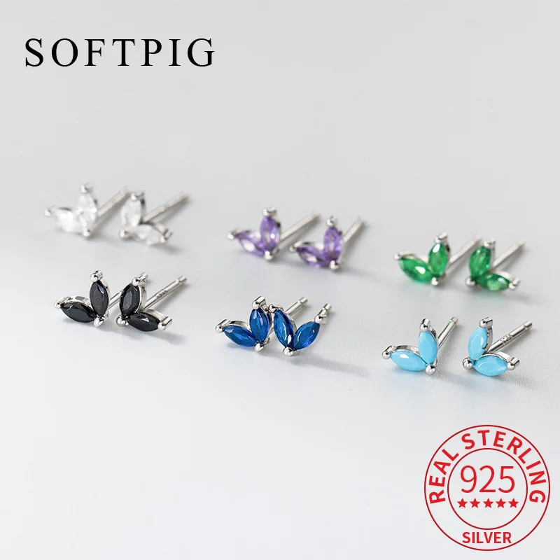 

SOFTPIG Real 925 Sterling Silver Mini Zircon Heart Stud Earrings for Women Classic Fine Jewelry Light Luxury Accessories