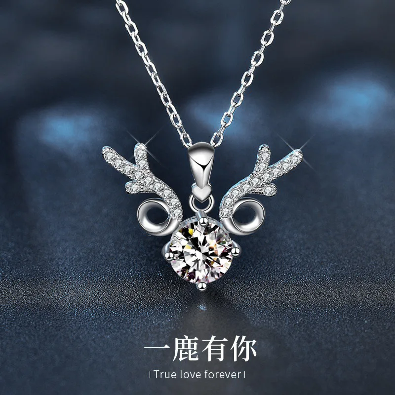 

925 sterling silver Mozambique pendant necklace, ladies' ins, simple collarbone chain, Christmas gift accessory