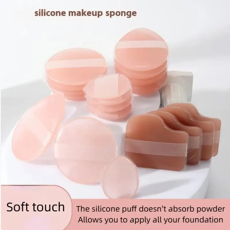 【Esponja de silicone macia para base facial, creme BB, sem absorção de pó, ferramenta de maquiagem】