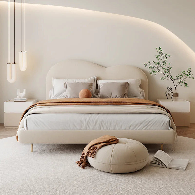 

Cheapest Minimalist Double Bed Design American Murphy White Two-person Bed Modern Tanning Camas Matrimoniales Bedroom Furniture