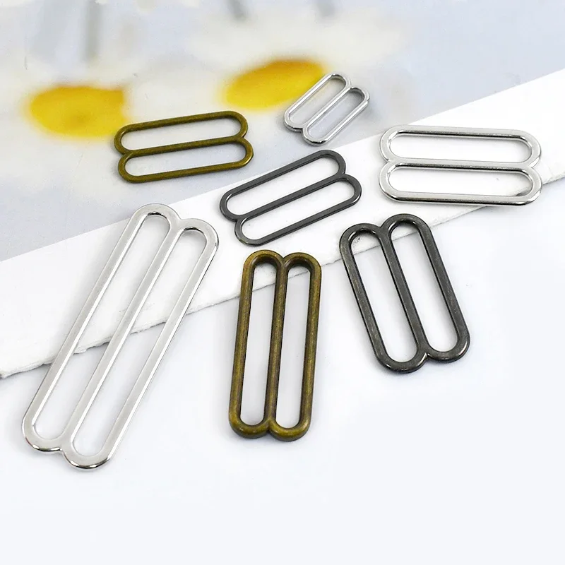 30Pcs 6-50mm Tri-Glide Slider Ring Clasp Metal Buckles for Bag Strap Bra Rings Adjuster Hook DIY Bags Garment Accessories