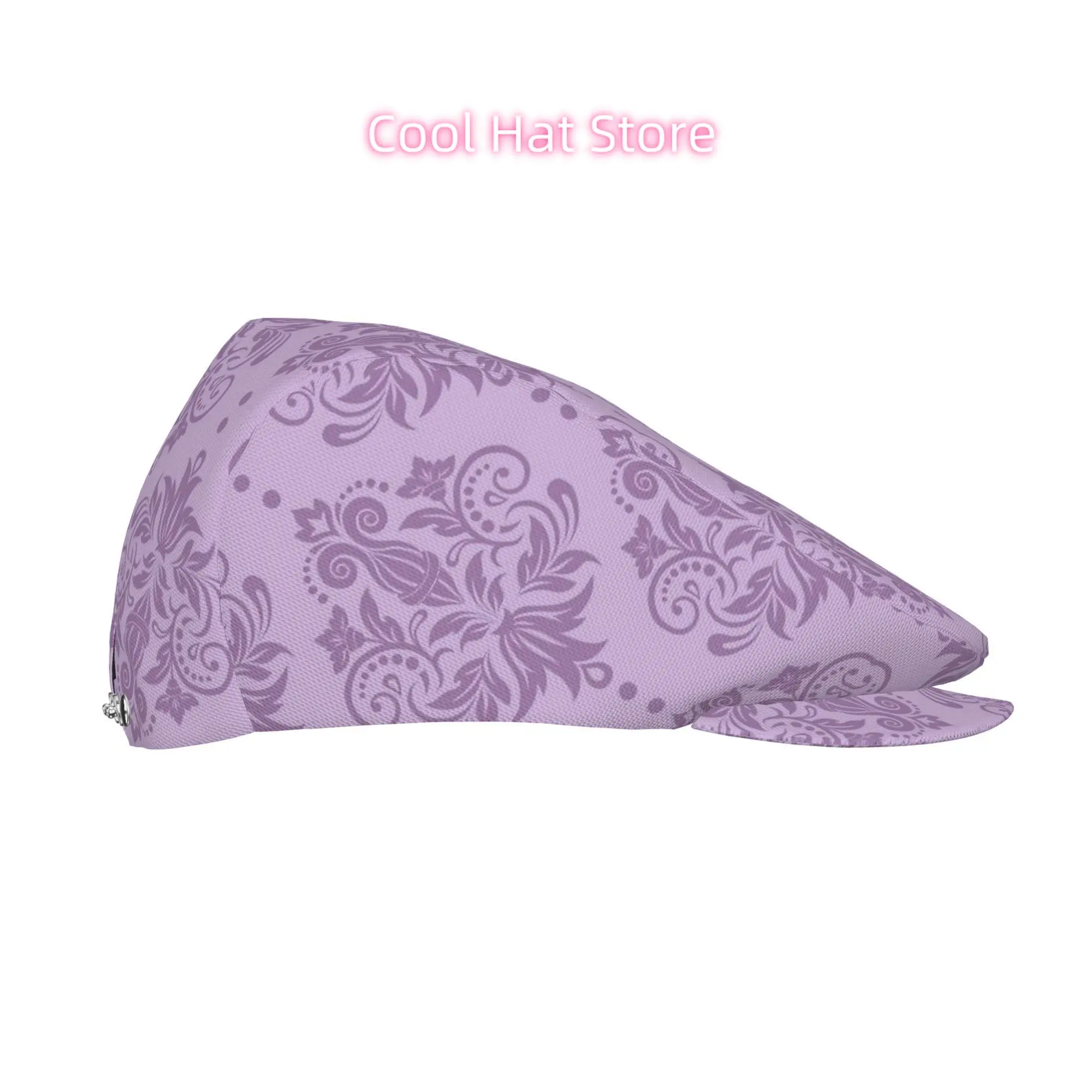 Full-width printing Violet pattern wallpaper Men and Women Flat Cap Adjustable Newsboy Cap Beret Ivy Cap Cabbie Flat Hat Irish h