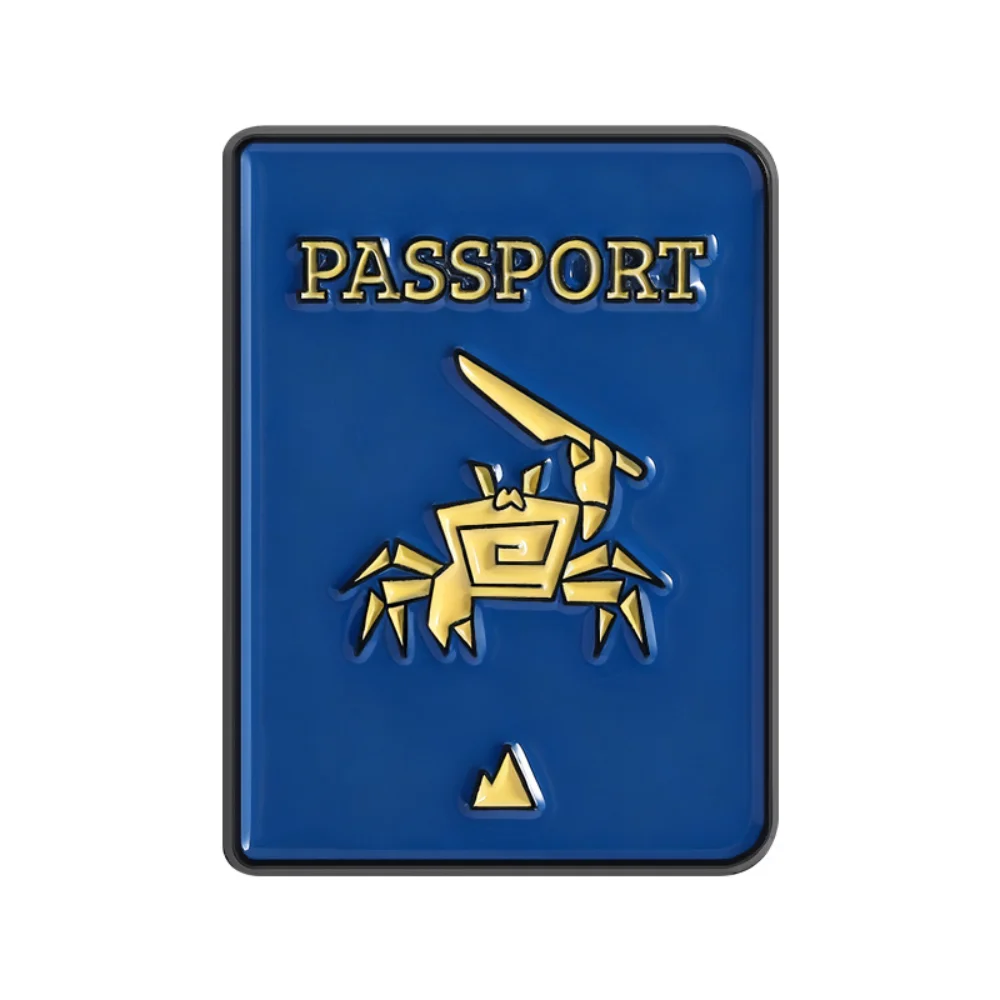 Bizarre Passport Shaped Crab Wielding Sword Badge Bags Clothes Decorative Pins Accessories Crab Wielding Sword Personalized Pin