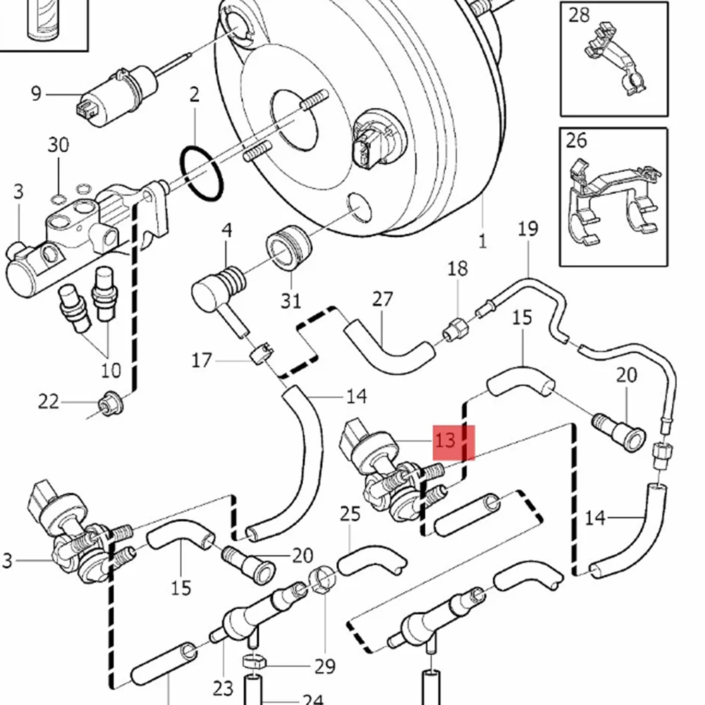 Power Brake Booster Vacuum Switch 31400608 31265826 30645383 For Volvo XC90 2003-2016 S80 S60