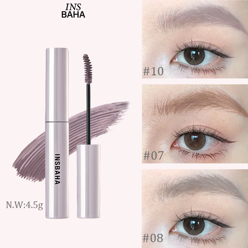 INSBAHA Wenkbrauw Mascara Waterproof Zachte Mist Kleurinstelling Natuurlijke Niet-klonterende Wenkbrauw Tint Langdurige Paarse Wenkbrauw Make-up