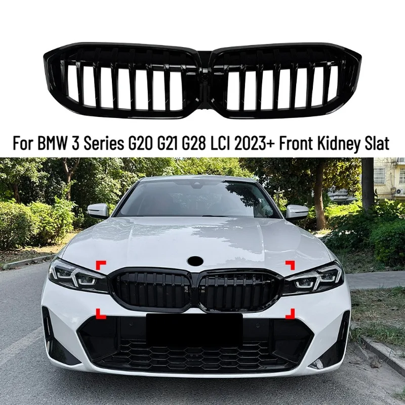 

For BMW 3 Series G20 G21 G28 LCI 2023+ Front Kidney Slat Single Line Grille Grill Center Grid Mesh Tuning Part Automobile Parts