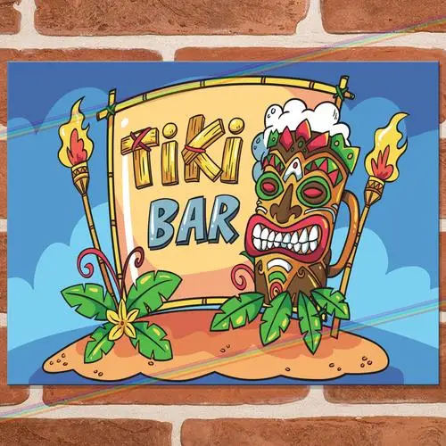 TIKI BAR ISLAND Metal Signs Man Cave Patio Bar Shed Pub Garage Poster Tin Sign --Tin Sign